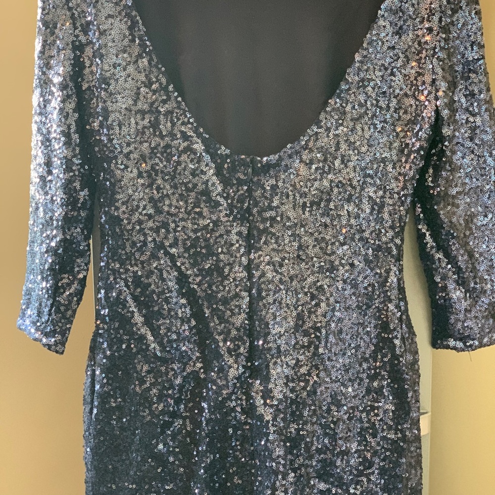Navy Tobi Sequin 3/4 Sleeve Bodycon Dress